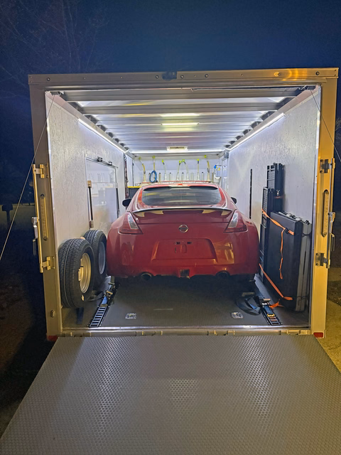 The team's travel trailer at the track